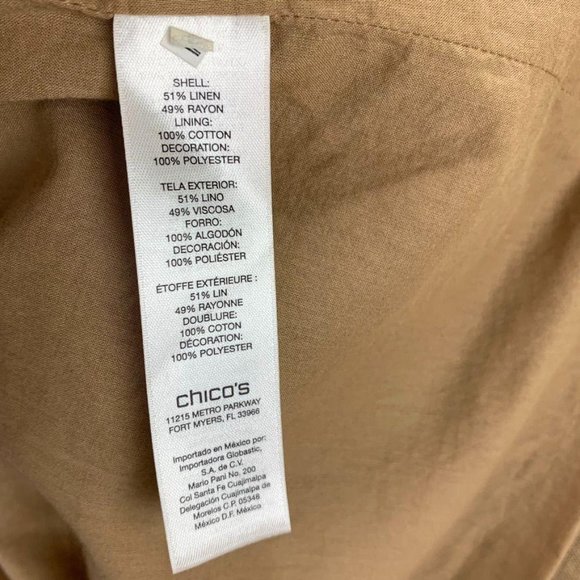 Chico's Linen Blend Open Front Blazer Southwestern - Picture 9 of 11